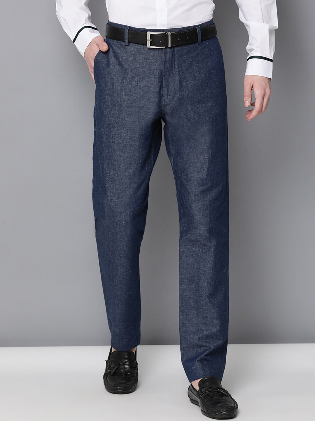 

Antony Morato Men Blue Slim Fit Self Design Regular Trousers