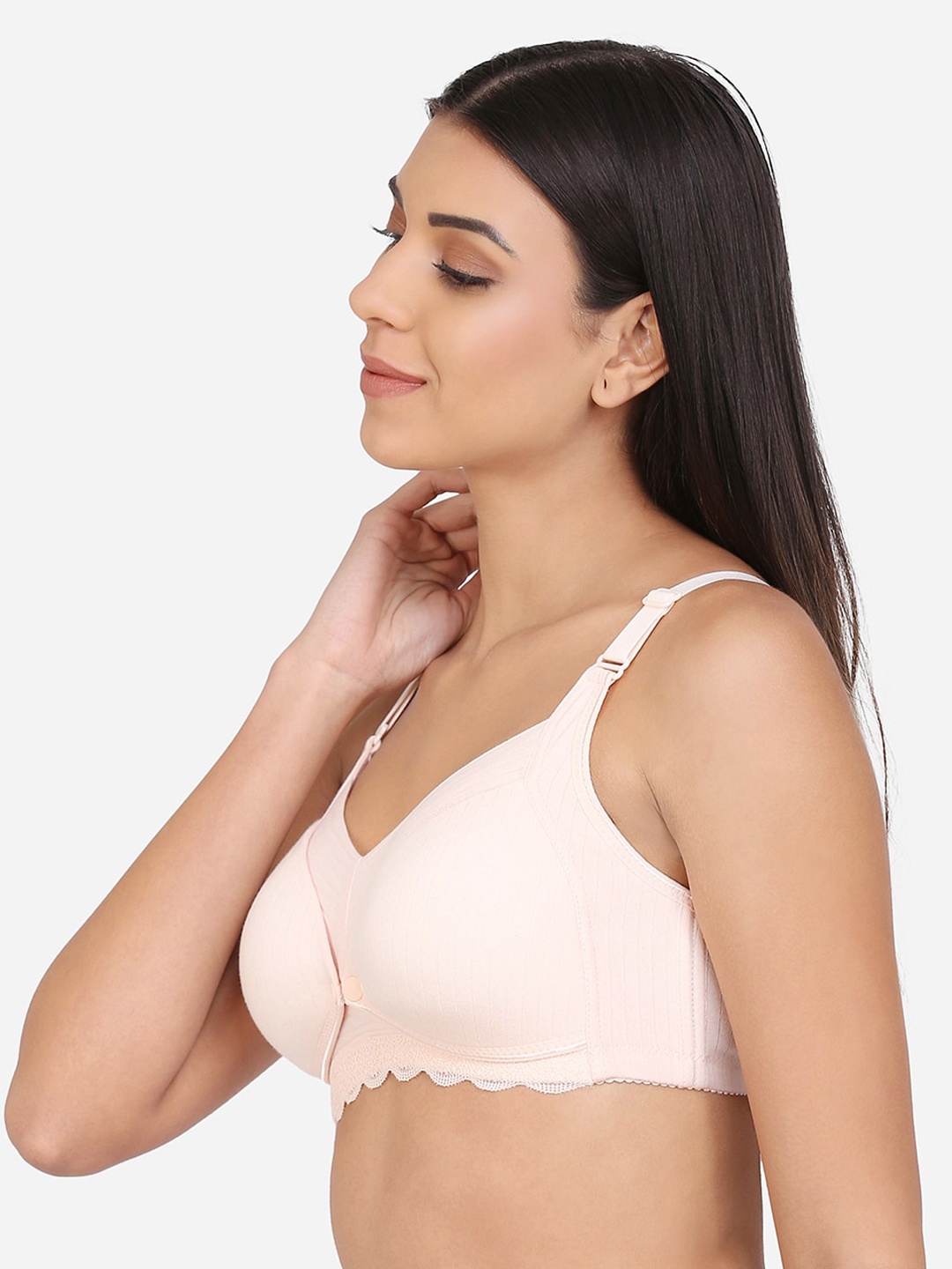 

MAMMA PRESTO Pink Solid Non-Wired Lightly Padded Maternity Nursing Bra