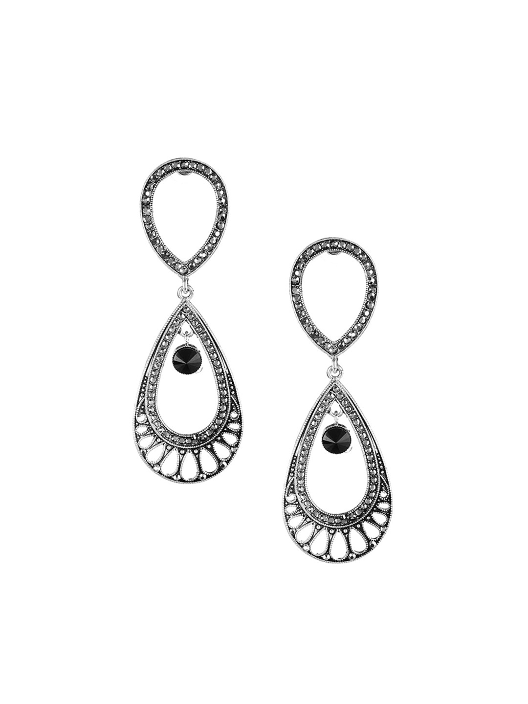 Mali Fionna Silver-Toned Contemporary Drop Earrings