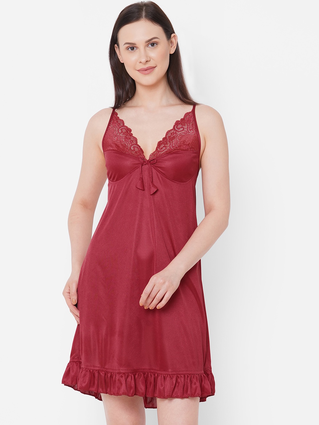 

FashionRack Women Maroon Solid Baby Doll