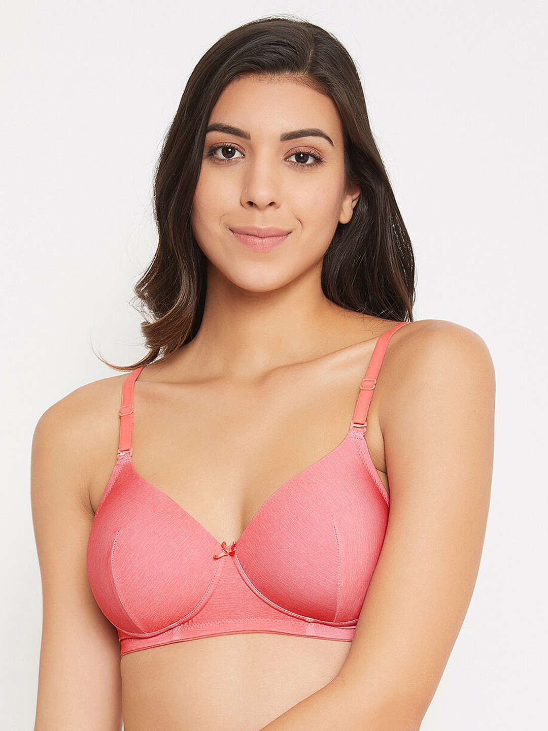 

Clovia Pink Solid Non-Wired Lightly Padded T-shirt Bra BR1277O0436E