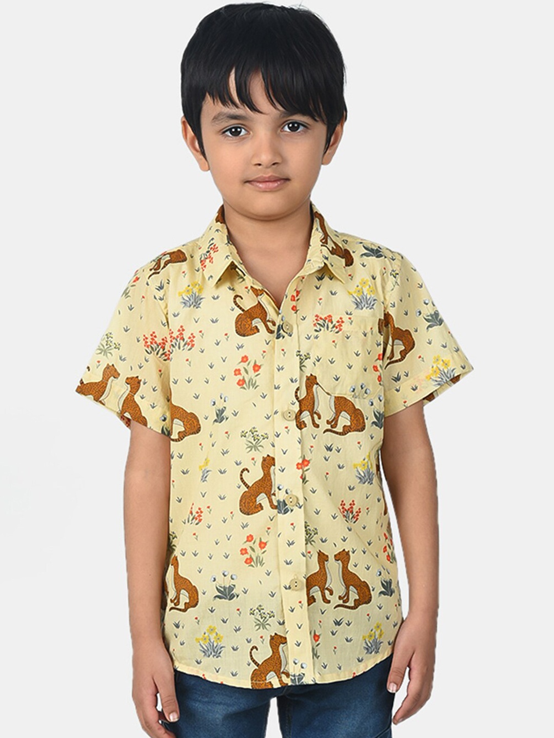

ESME Boys Beige & Brown Regular Fit Printed Cotton Casual Shirt