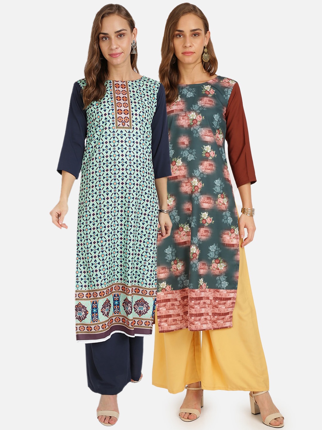 

Florence Women Multicoloured Printed Straight Kurta Pack of 2, Multi