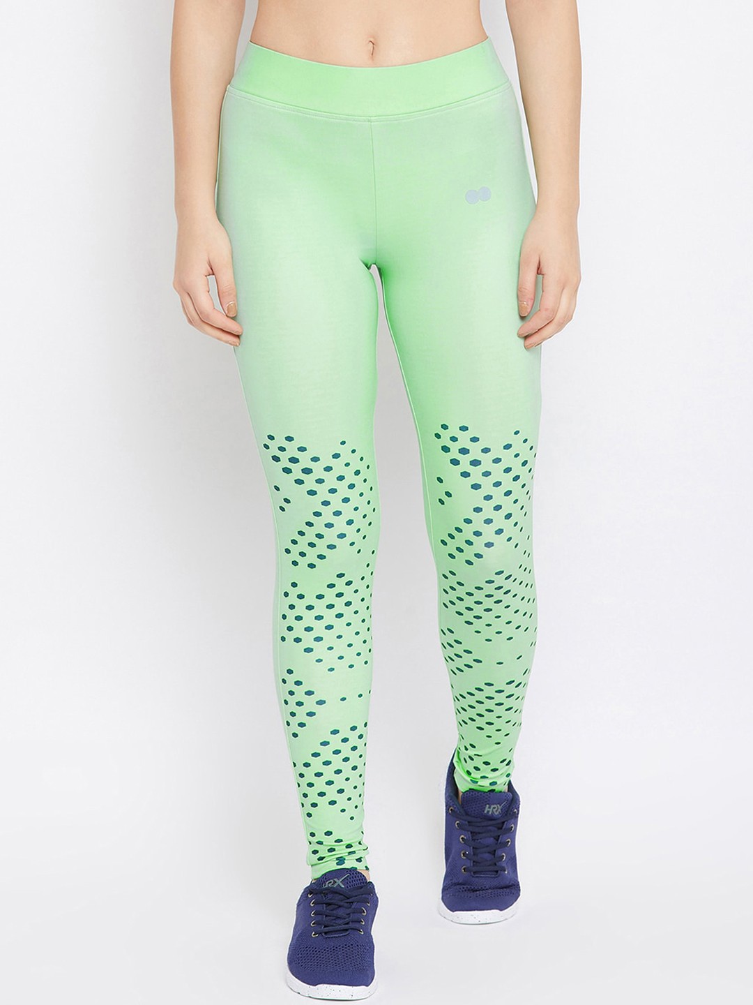 

Clovia Women Green Printed Ankle Length Tights, Na