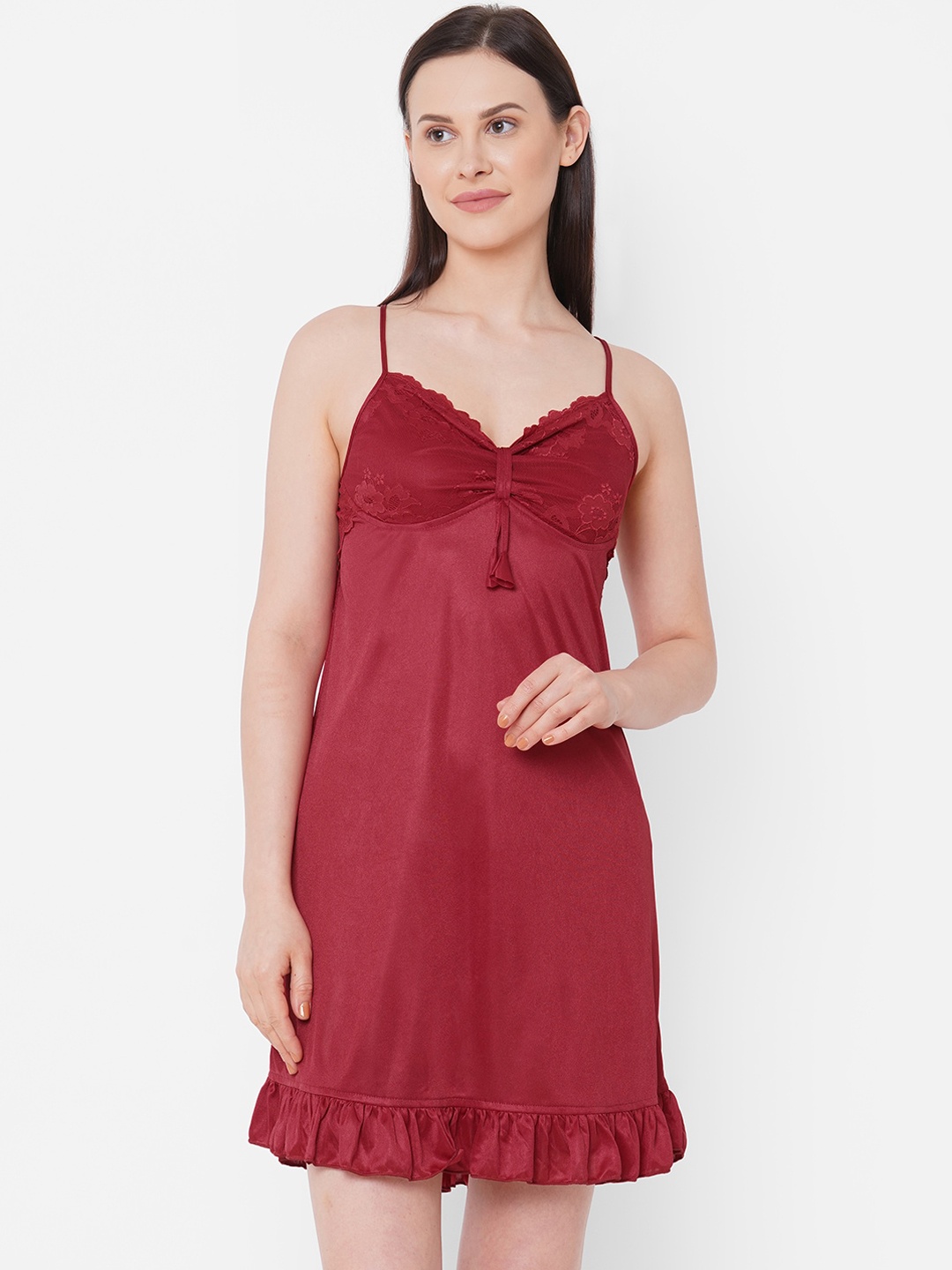 FashionRack Maroon Solid Baby Doll