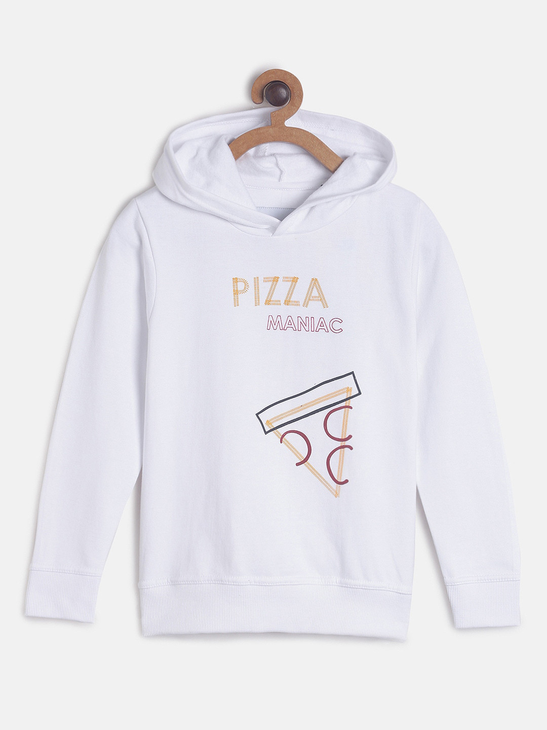 

TALES & STORIES Boys White & Orange Printed Hooded Sweatshirt