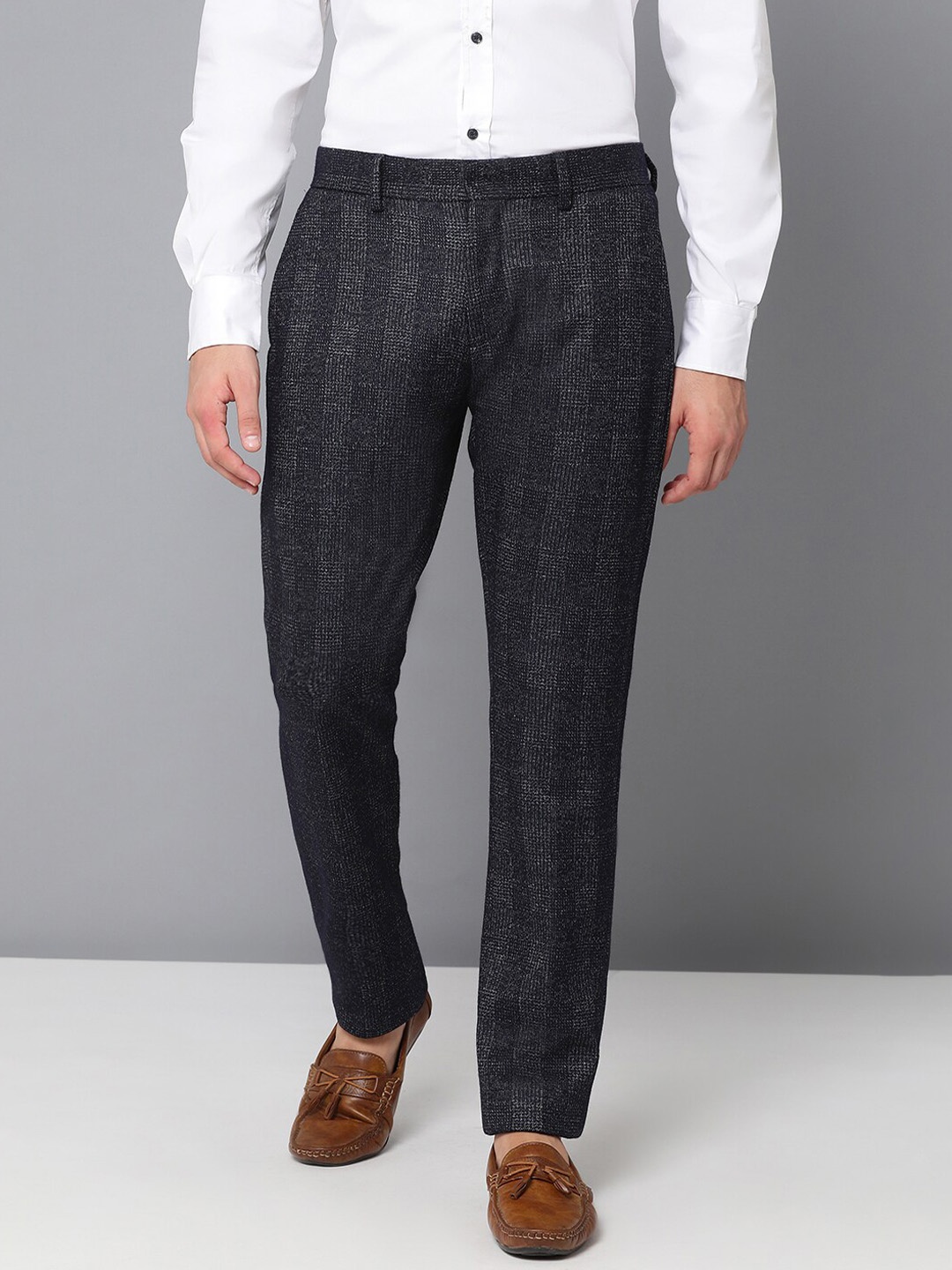 

Antony Morato Men Blue Slim Fit Checked Regular Trousers