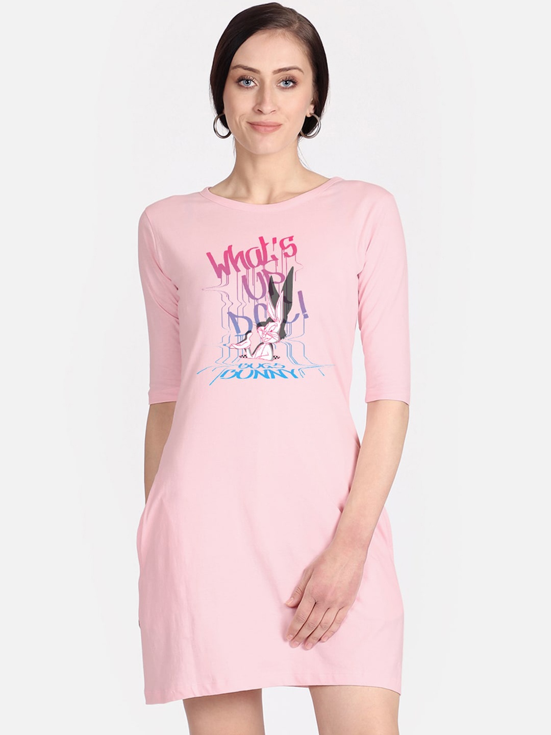 

Free Authority Looney Tunes Pink Printed T-shirt Dress