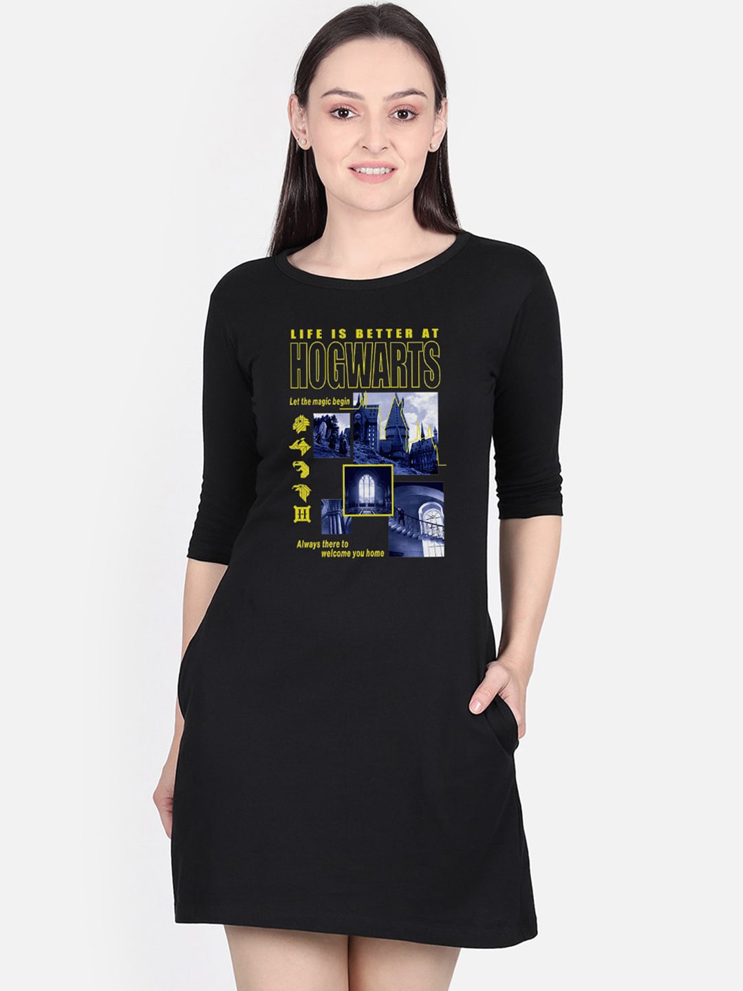 

Free Authority Black Harry Potter Print T-shirt Dress