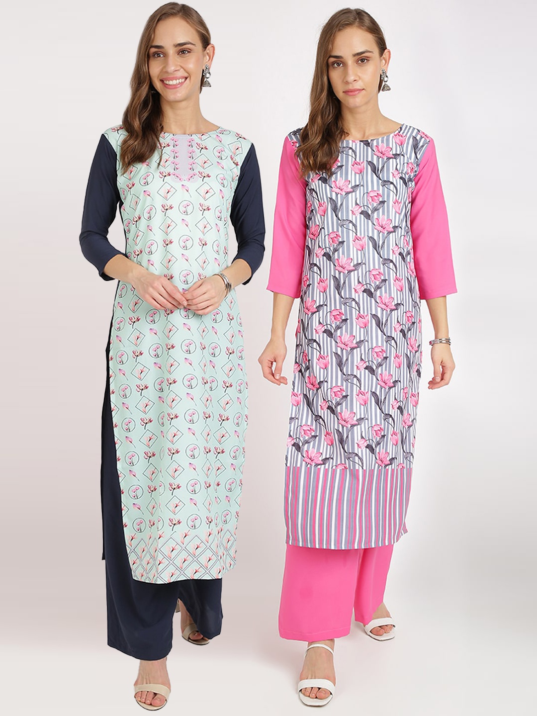 

Florence Women Multicoloured Printed Straight Kurta Pack of 2, Multi