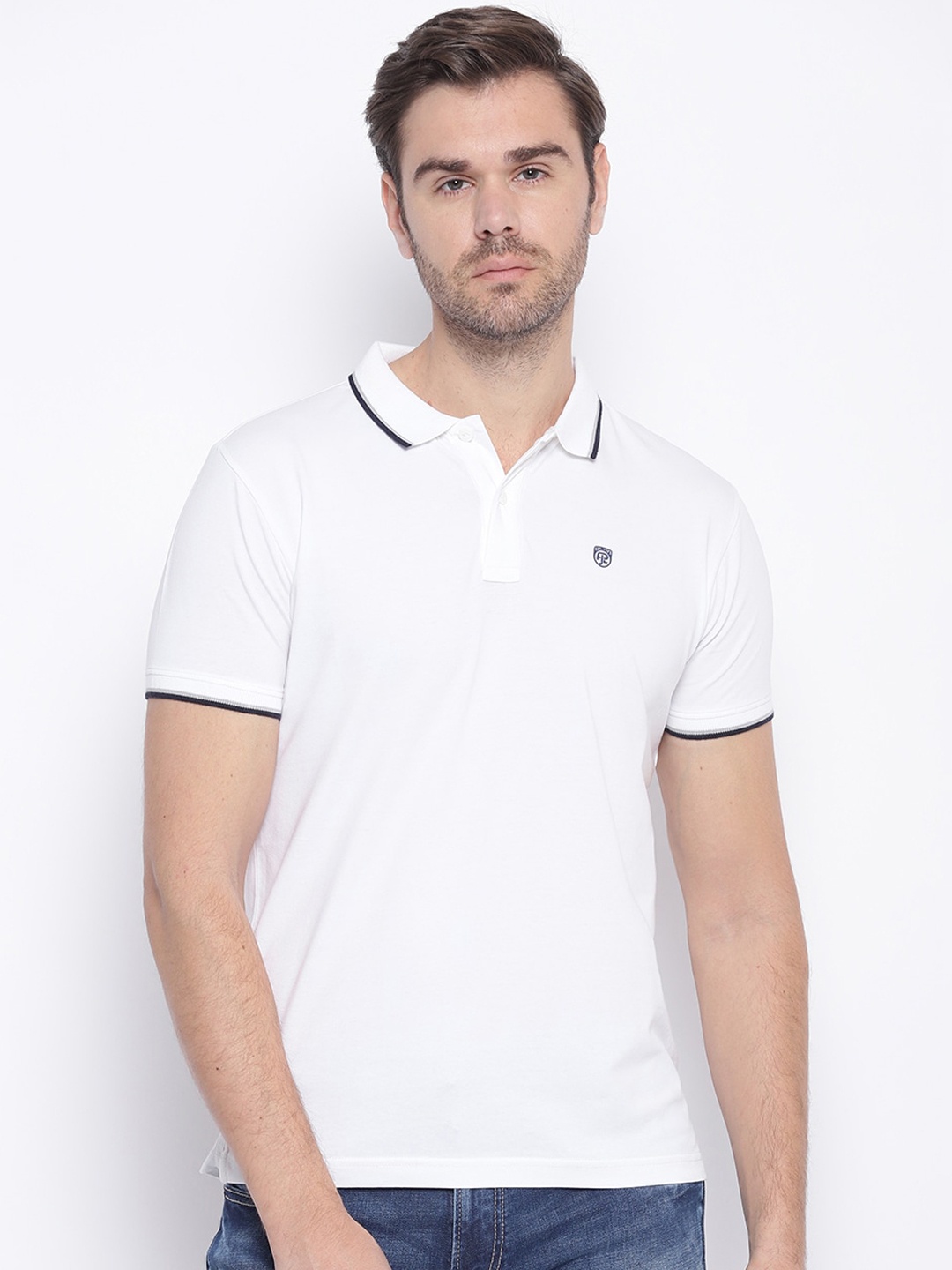 

Pepe Jeans Men White Solid Polo Collar T-shirt