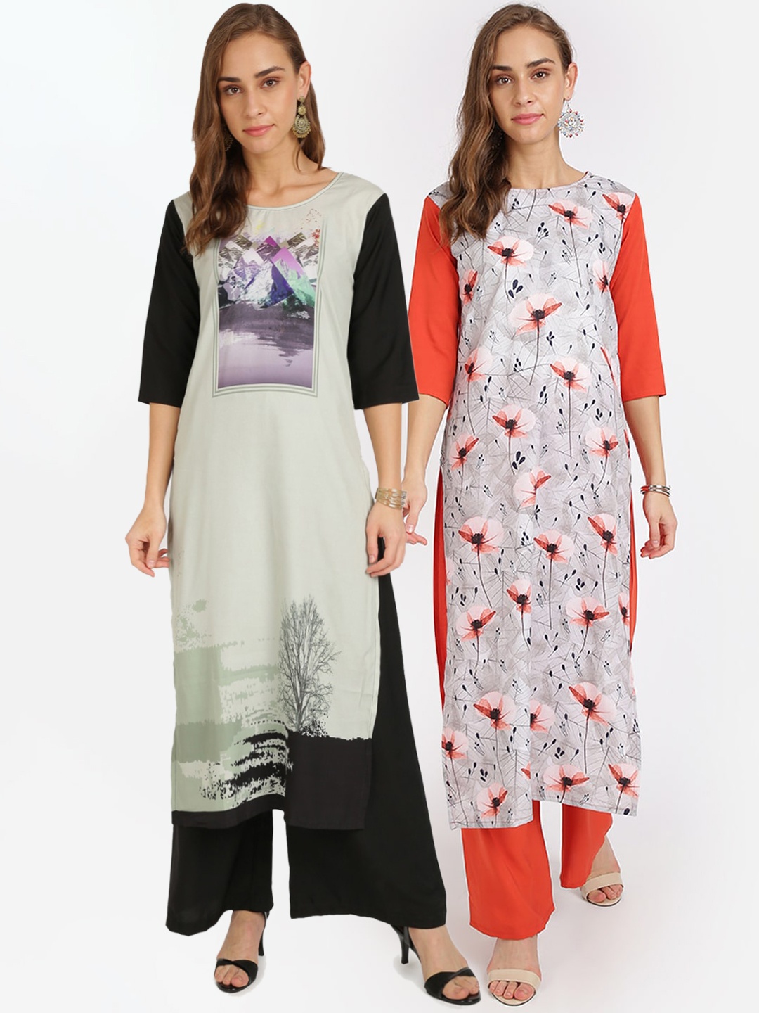 

Florence Multicoloured Floral Printed Crepe Kurta, Multi