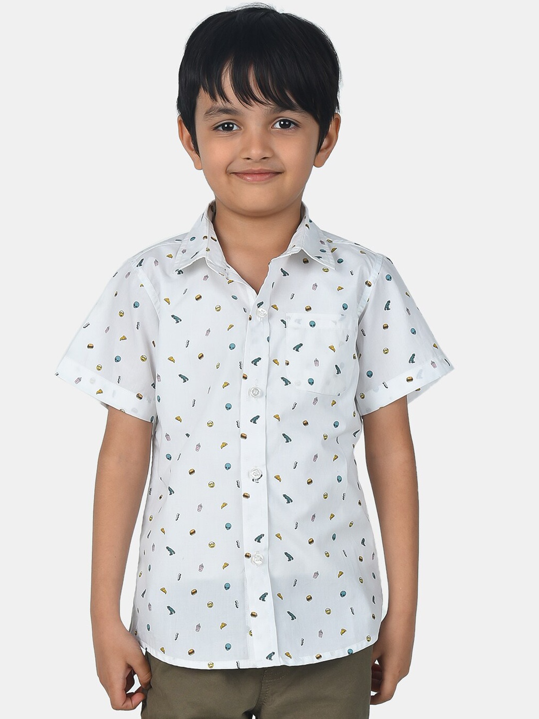 

ESME Boys White Regular Fit Printed Casual Shirt