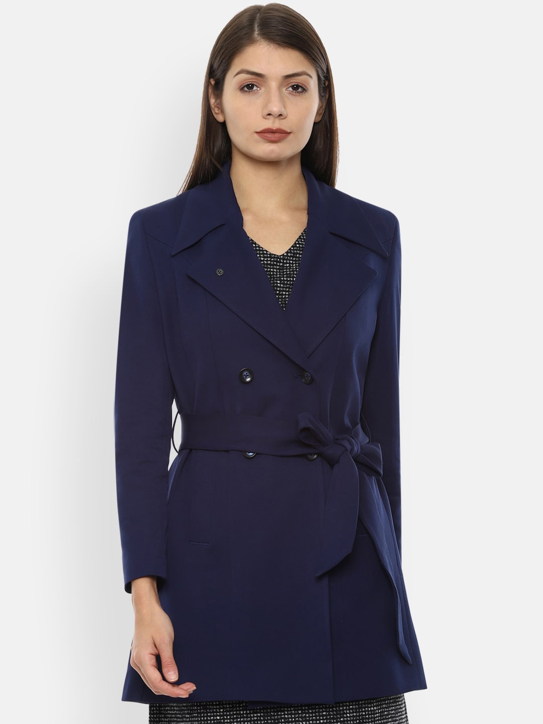

Van Heusen Woman Women Navy Blue Solid Tailored Jacket