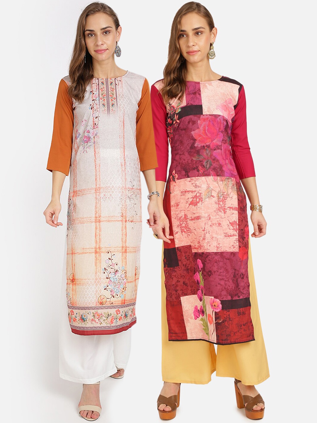 

Florence Women Pack of 2 Printed Kurta, Pink