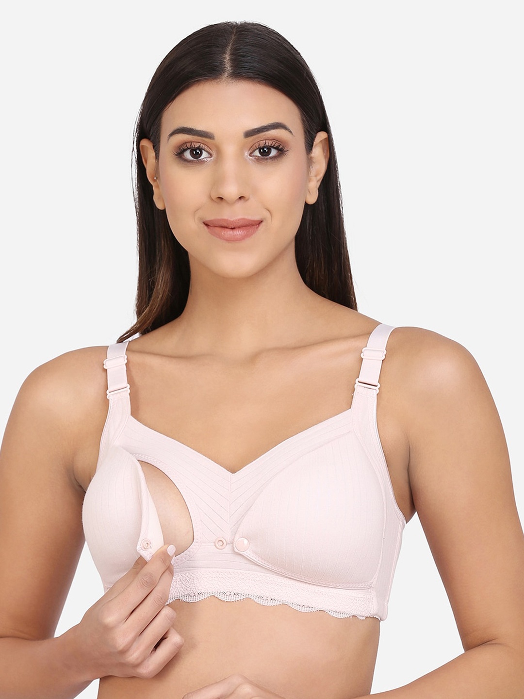 MAMMA PRESTO Pink Solid Non-Wired Lightly Padded Anti Microbial Maternity Bra MPF-39