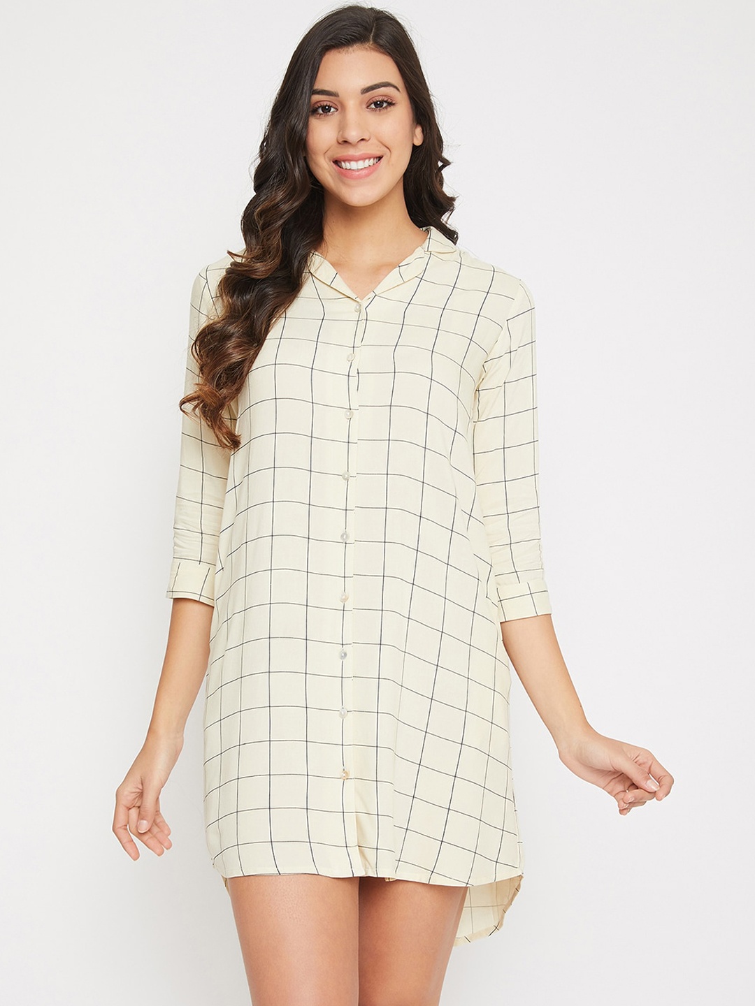 

Clovia White & Grey Printed Nightdress