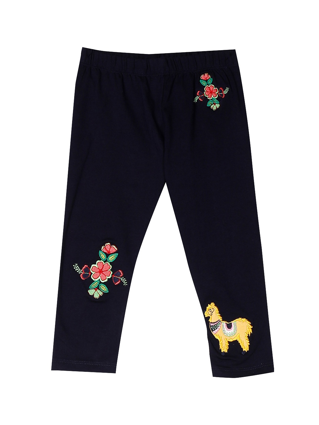 

Donuts Infant Girls Navy Blue Solid Embroidered Ankle-Length Leggings