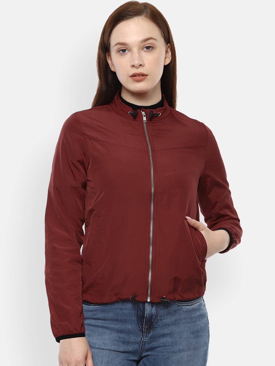 

Van Heusen Woman Women Maroon Solid Tailored Jacket