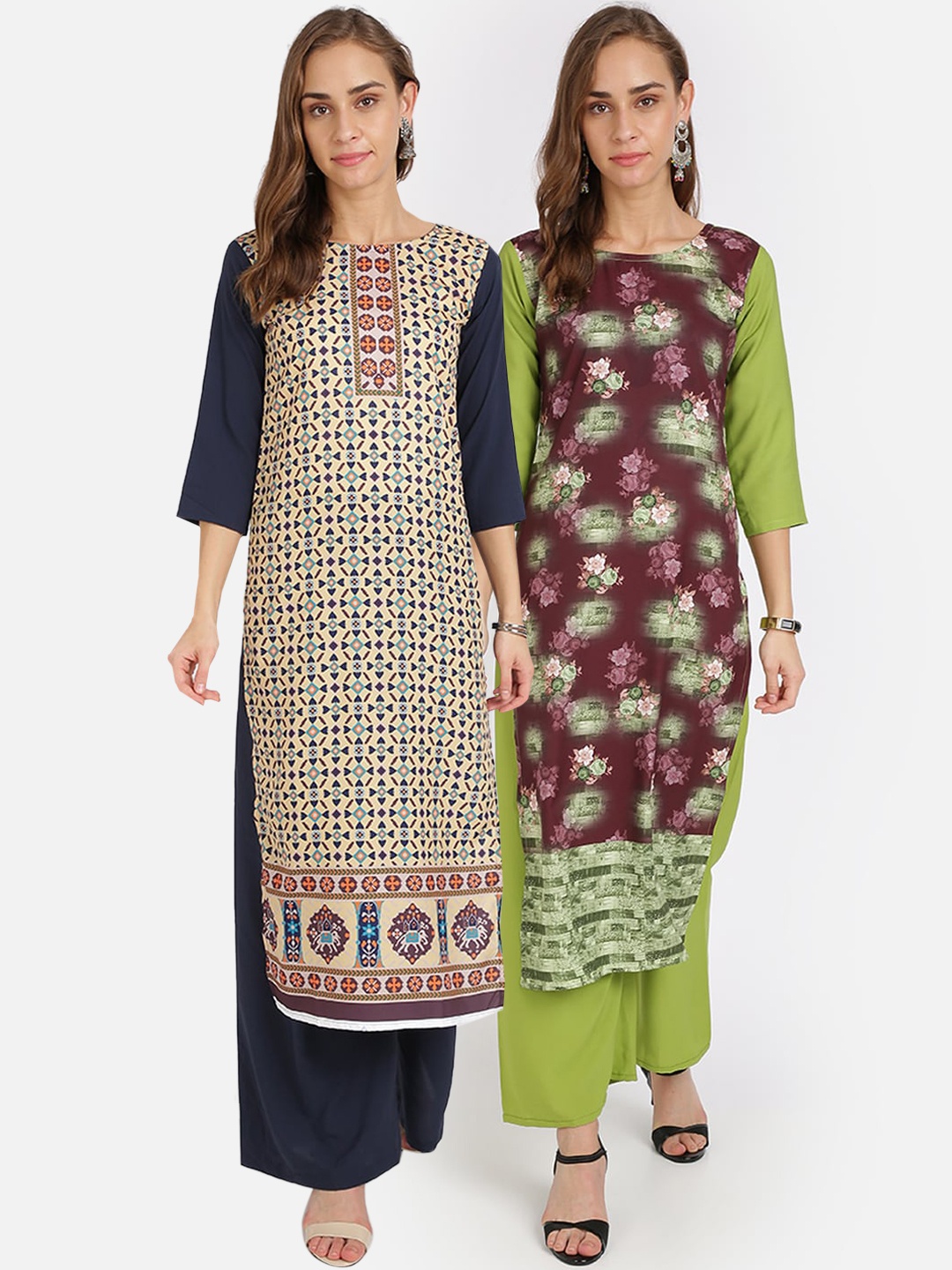 

Florence Multicoloured Geometric Printed Crepe Kurta, Multi