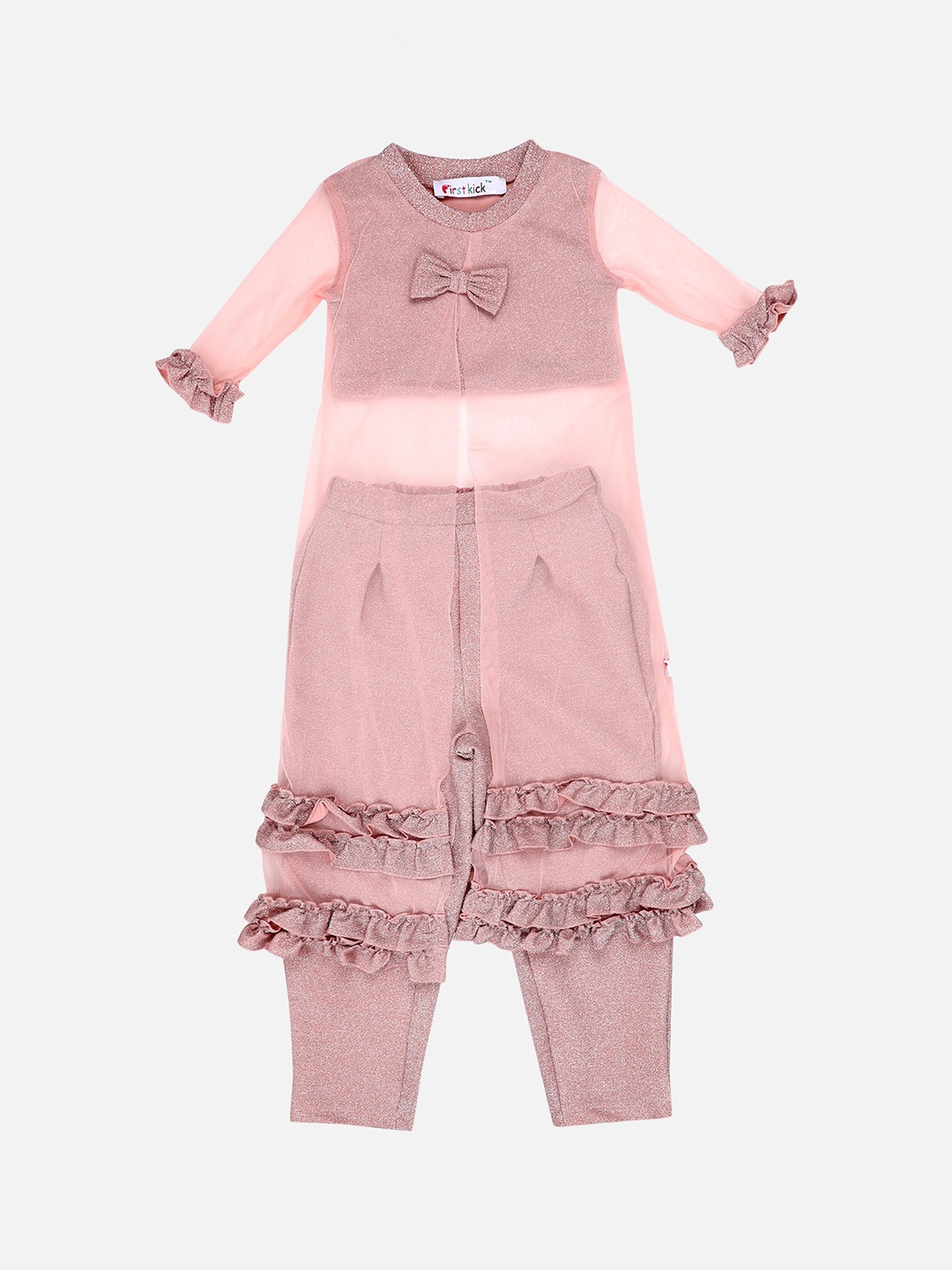 

First Kick Girls Pink Sheen Top with Leggings