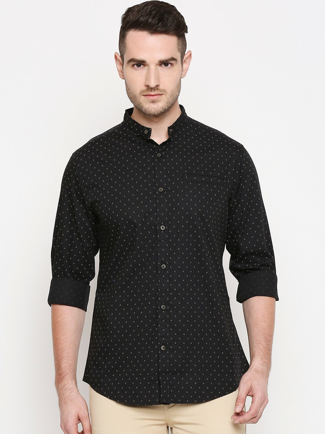 BYFORD by Pantaloons Men Black Slim Fit Printed Casual Shirt