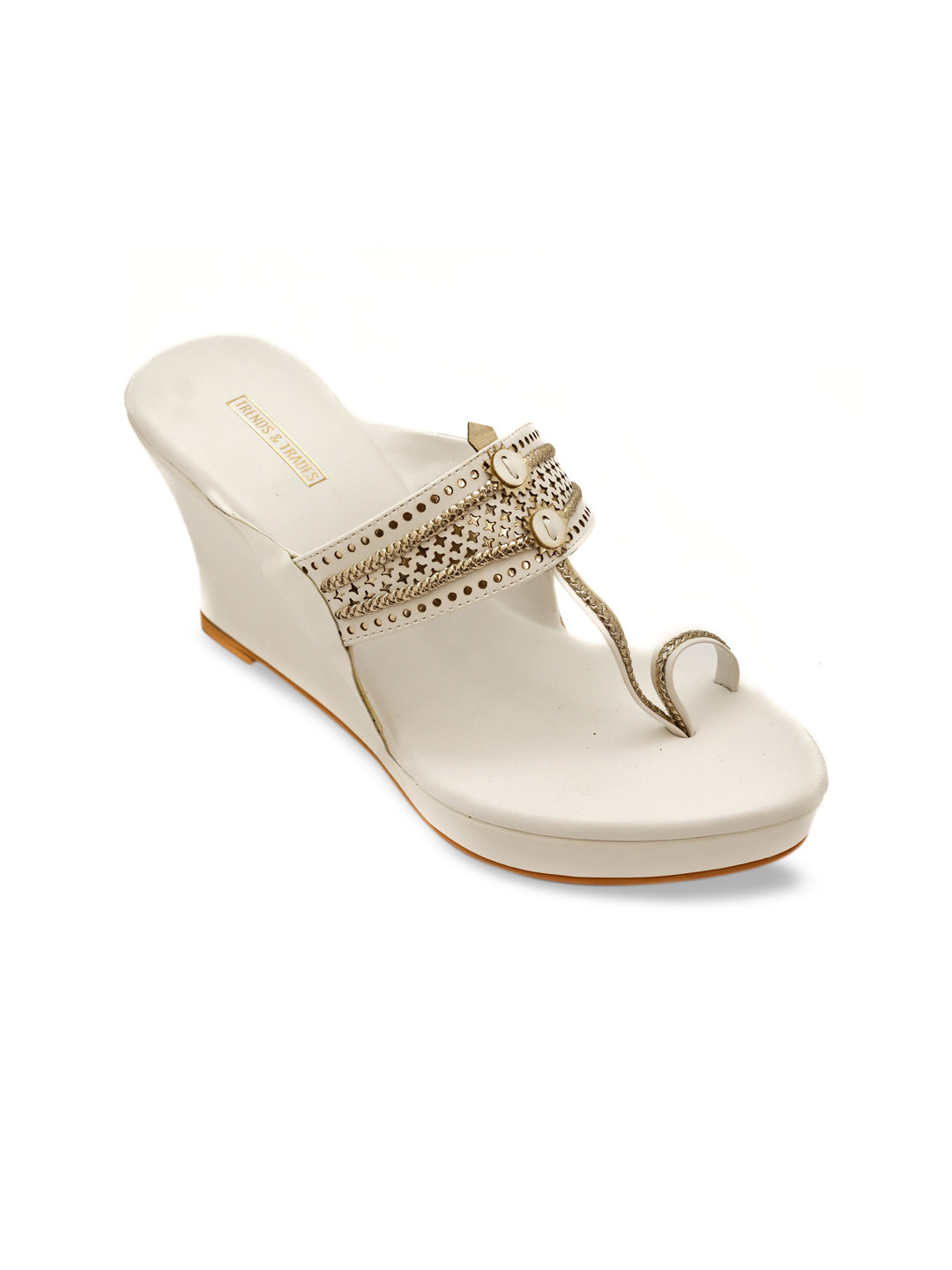 

TRENDS & TRADES Women White Embellished WEdges