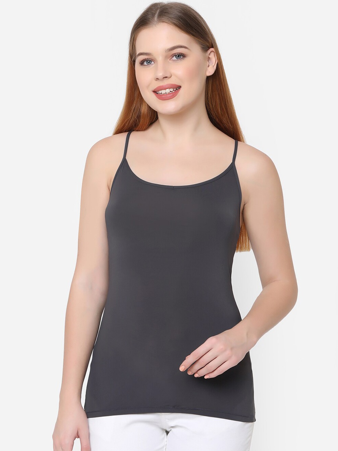 

Soie Women Charcoal Grey Solid Camisole