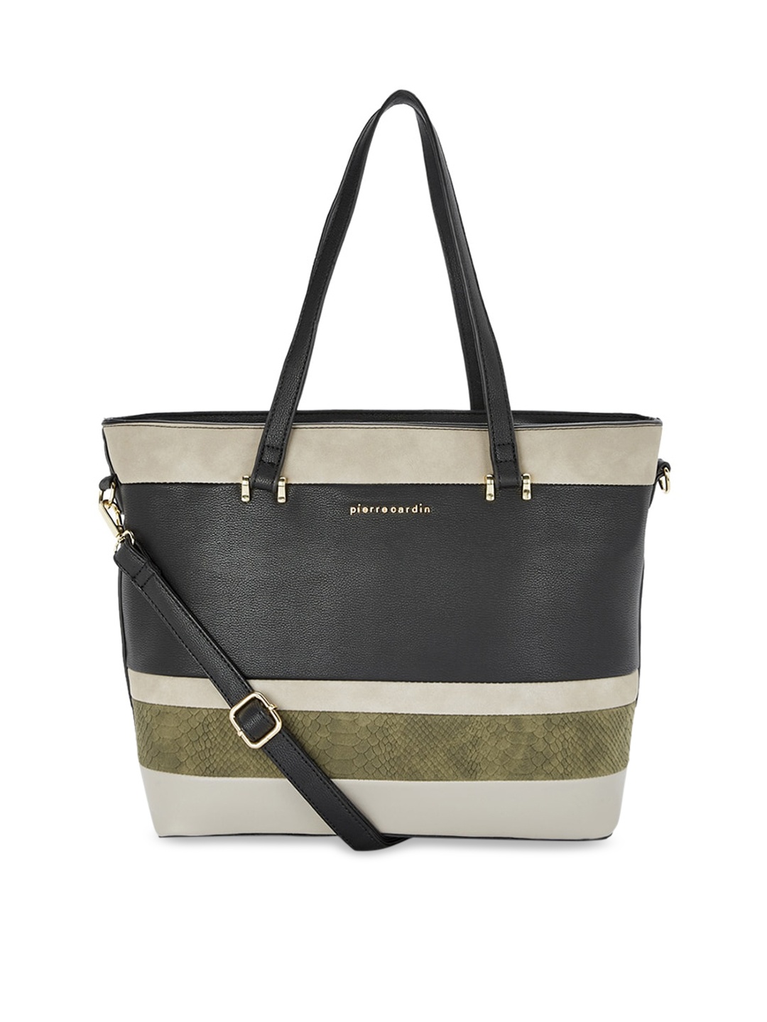pierre cardin Black Colourblocked Handheld Bag