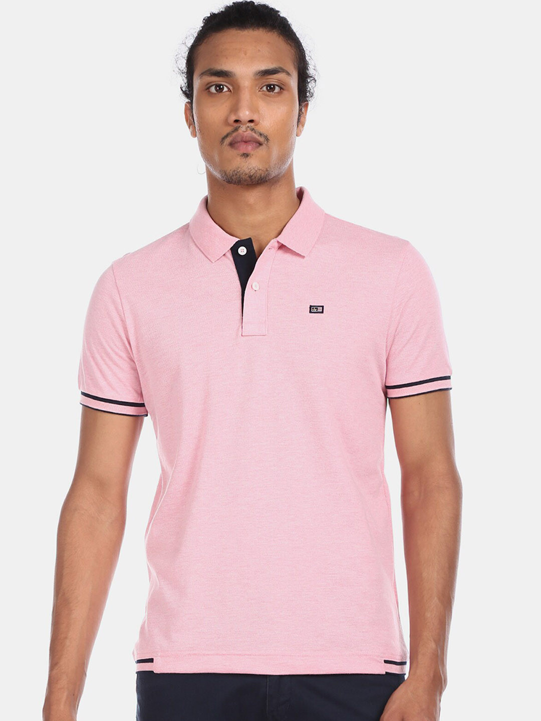 

Arrow Sport Men Pink Solid Polo Collar T-shirt