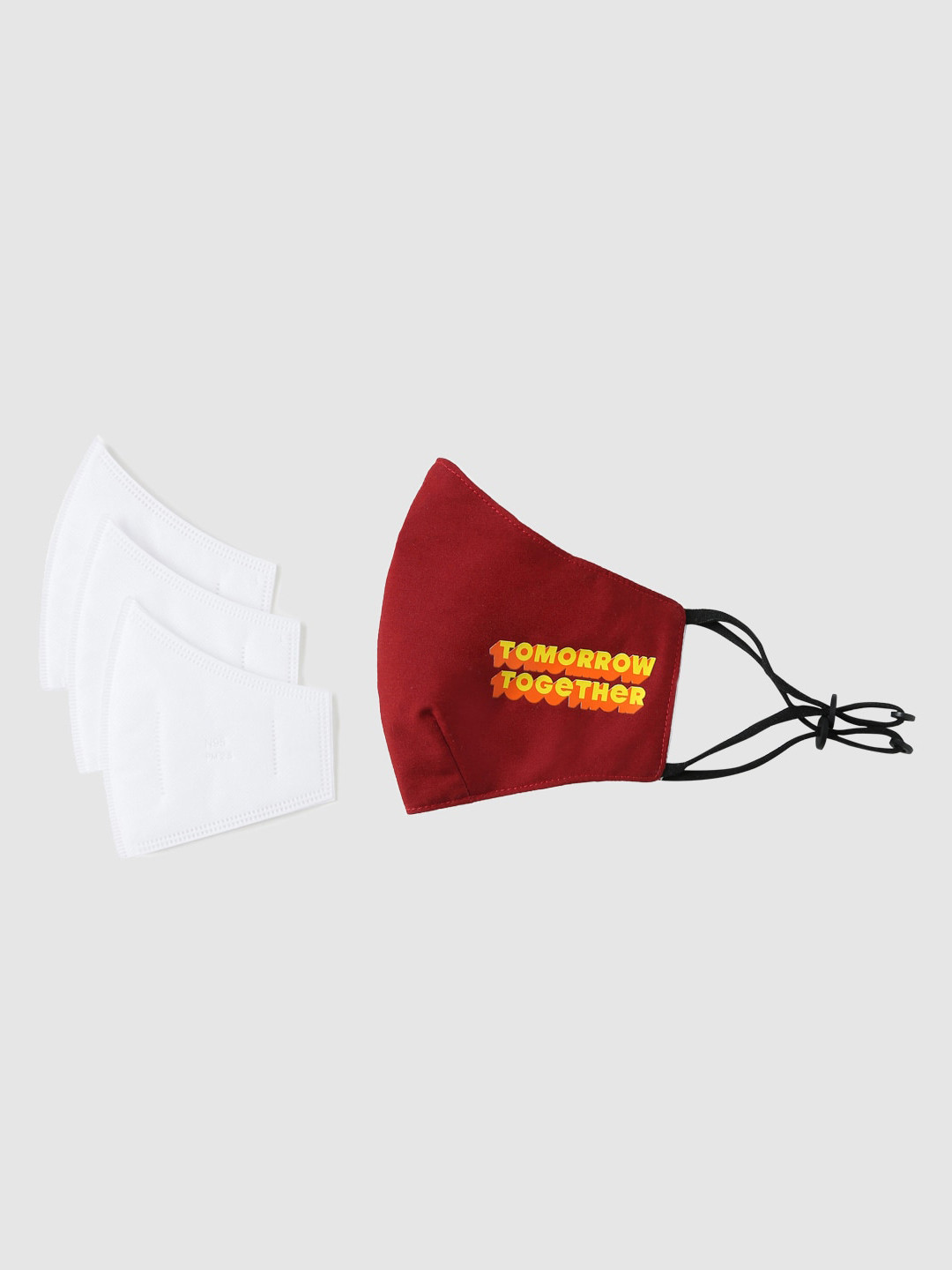 

ONLY Maroon & Yellow Printed 5-Ply N95 Protective Outdoor Mask