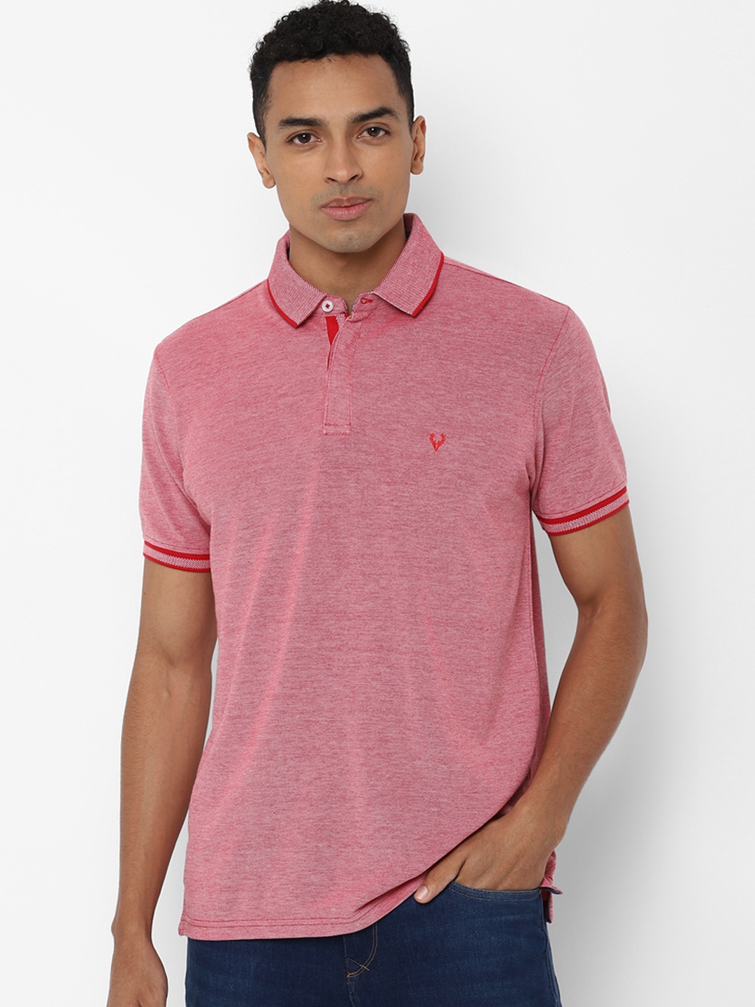 Allen Solly Men Pink Solid Polo Collar T-shirt