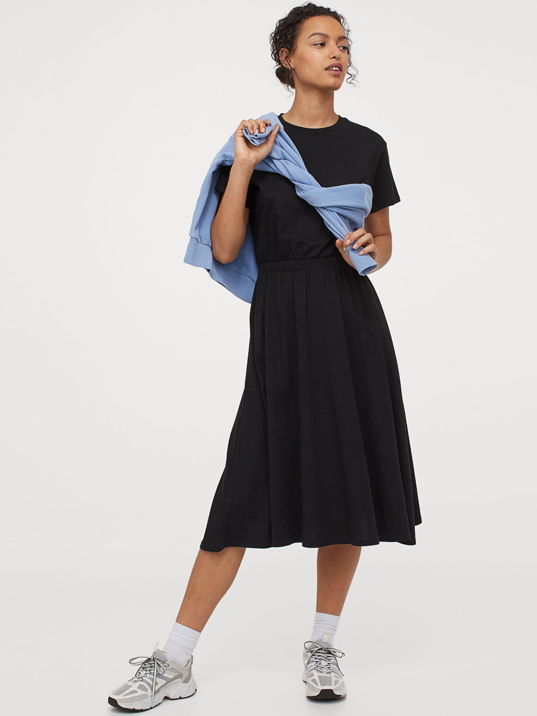 

H&M Women Black Solid Cotton Jersey Dress