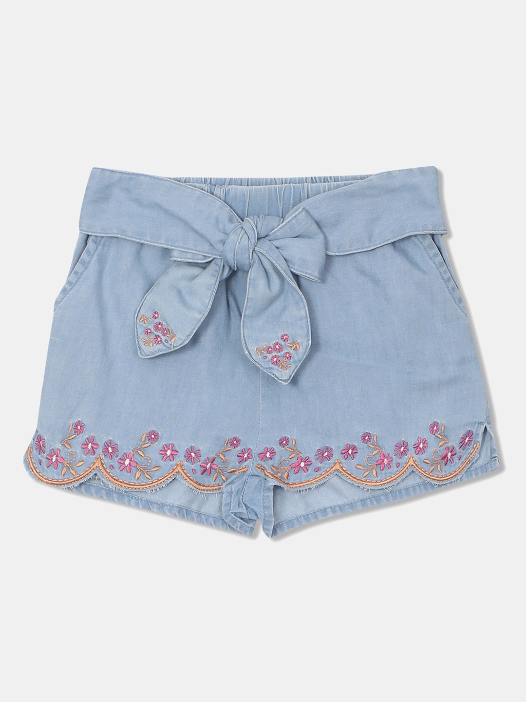 

Cherokee Girls Blue & Pink Embroidered Regular Fit Hot Pants