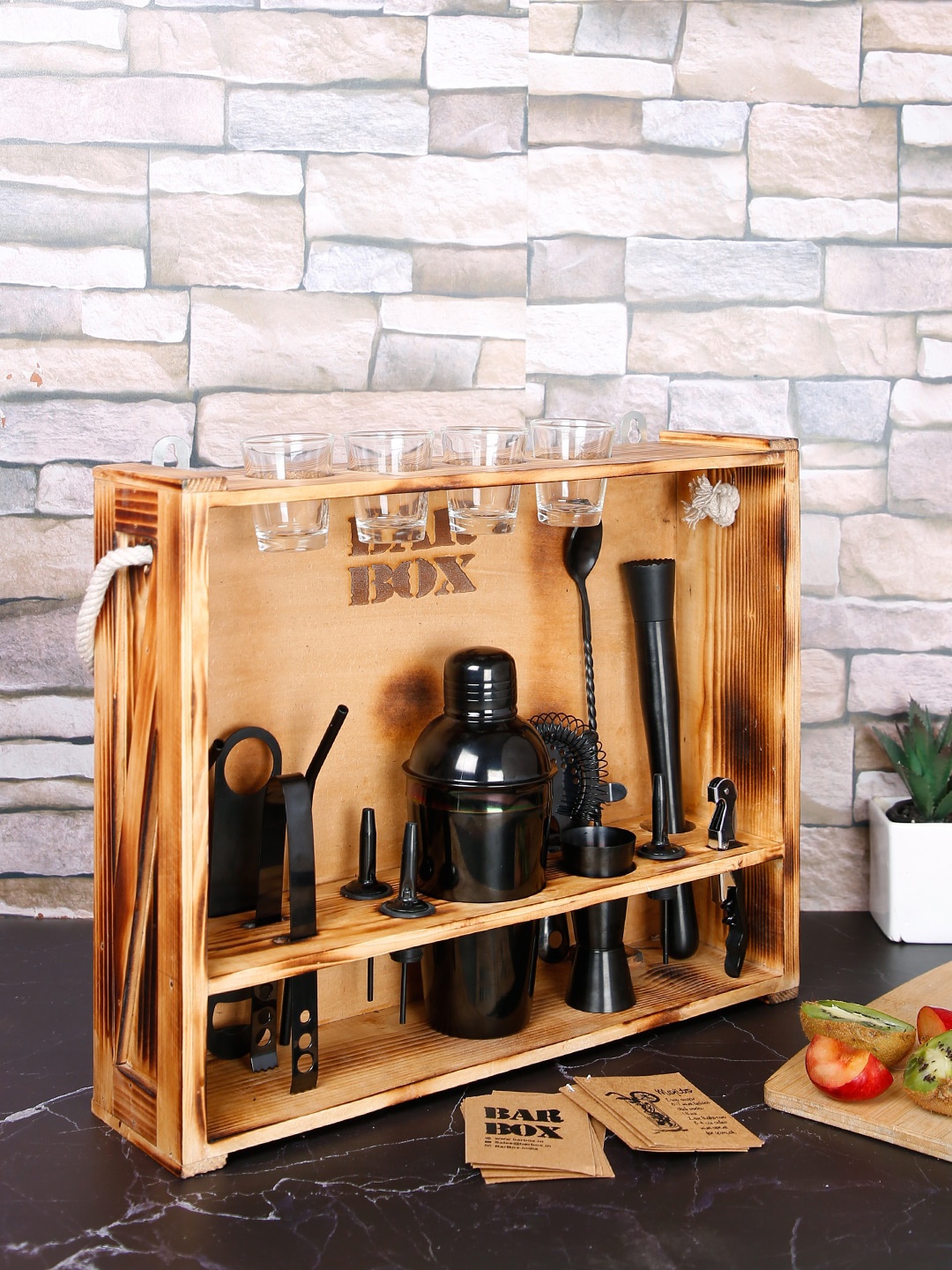 

BAR BOX Bartender Cocktail Shaker Set, Black