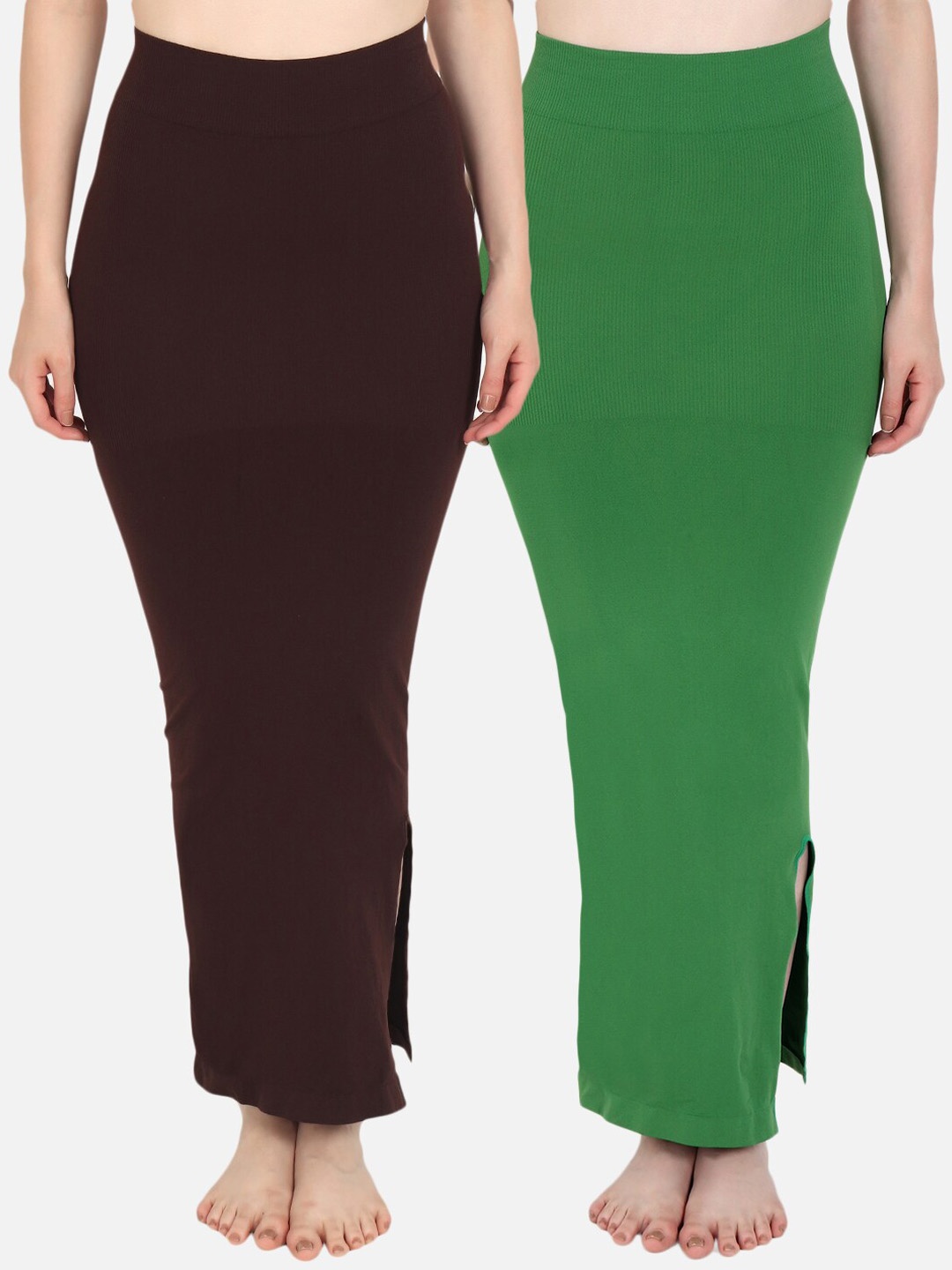 

Beau Design Women Pack of 2 Solid Saree Shapewear, Brown