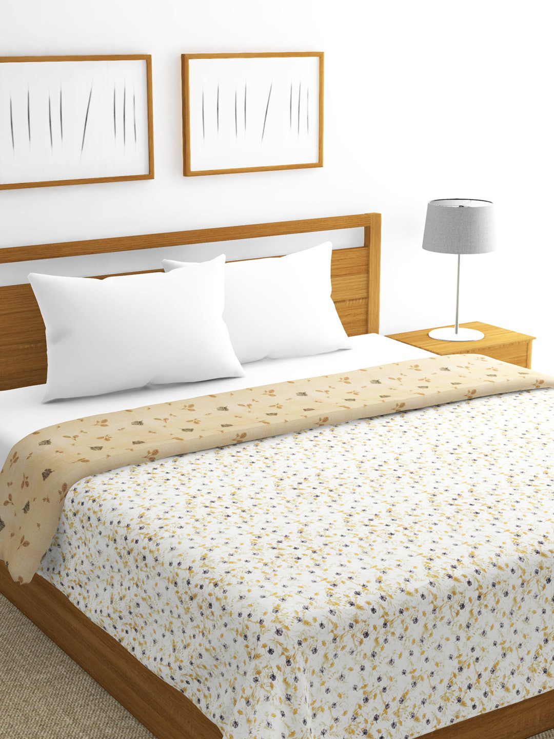 

BIANCA White & Yellow Floral AC Room 300 GSM Double Bed Dohar