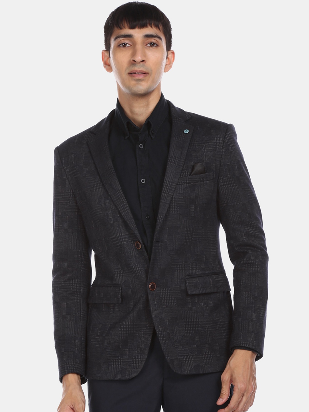 

Arrow New York Men Black Self Design Single-Breasted Formal Blazer
