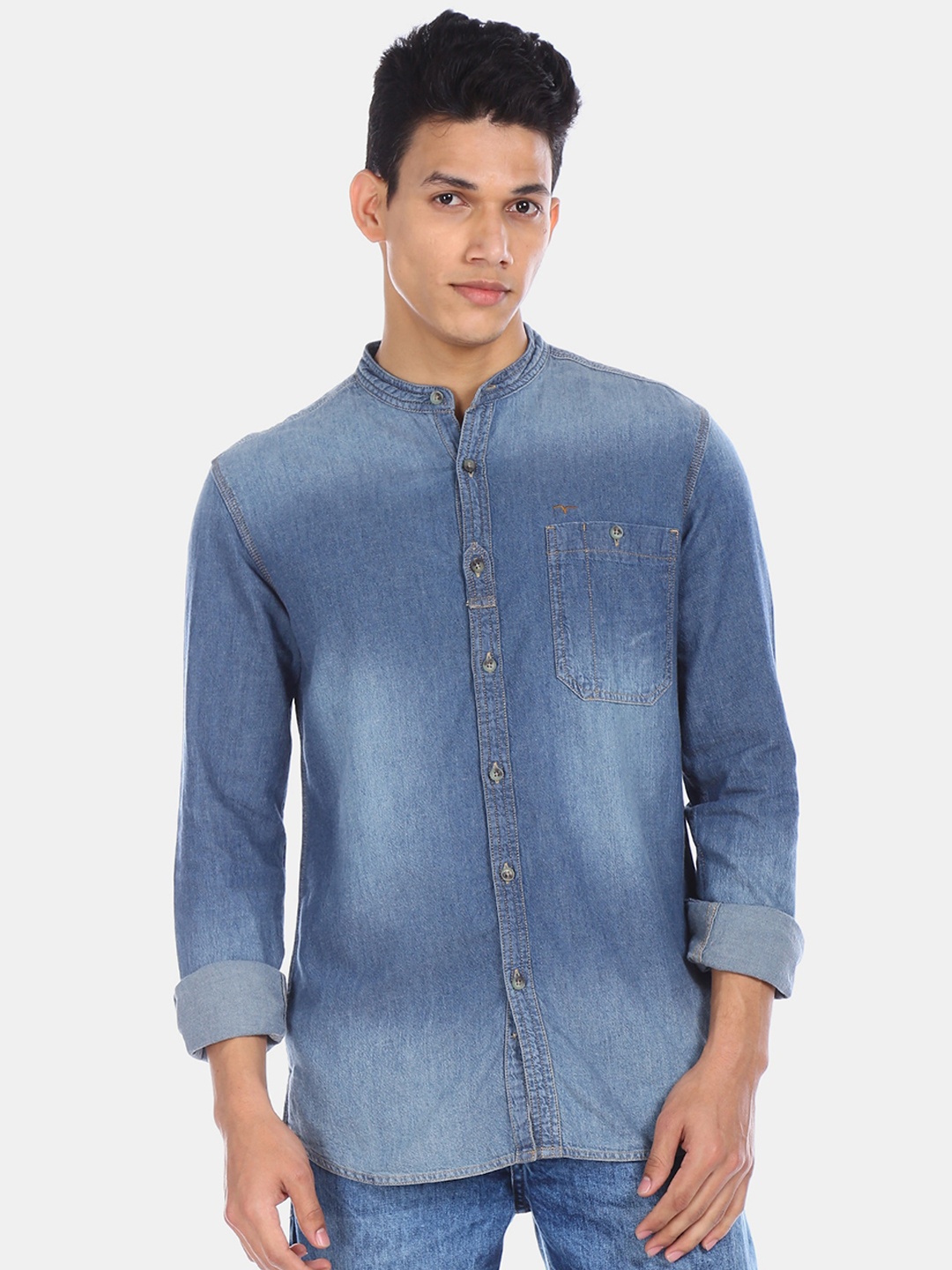 

Flying Machine Men Blue Regular Fit Faded Denim Casual Shirt