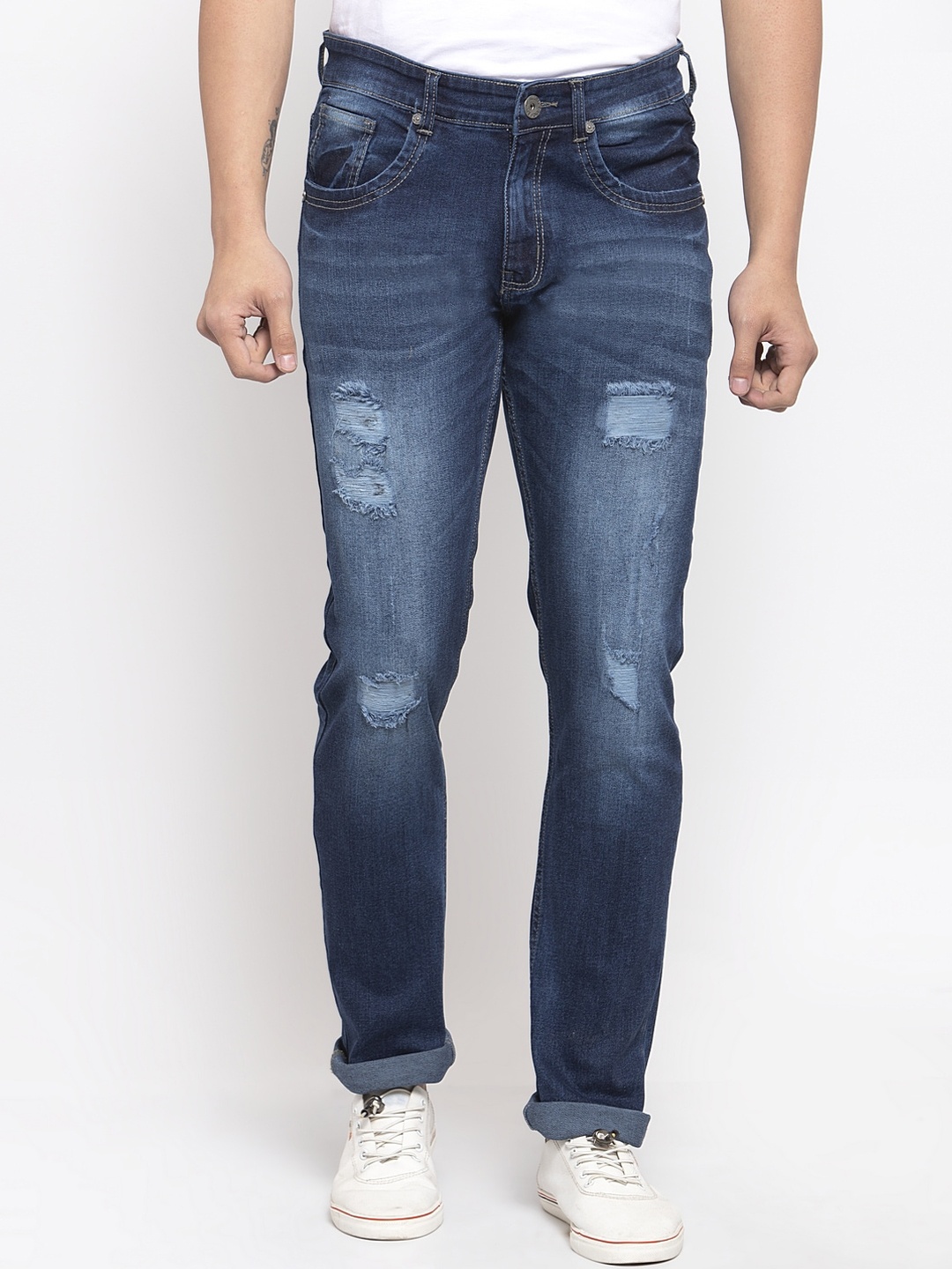 

Allen Cooper Men Blue Slim Fit Mid-Rise Mildly Distressed Jeans