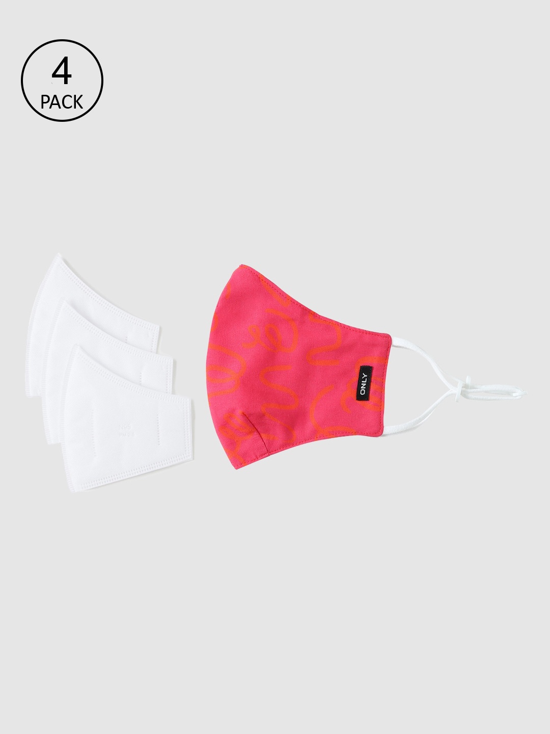 

ONLY Women Pink & Orange Printed N95 Reusable Outdoor Face Mask With 3 Filters