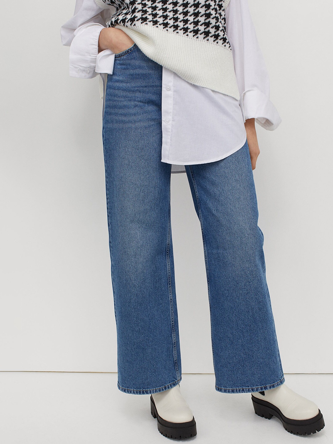 

H&M Women Blue Wide Leg High Waist Jeans