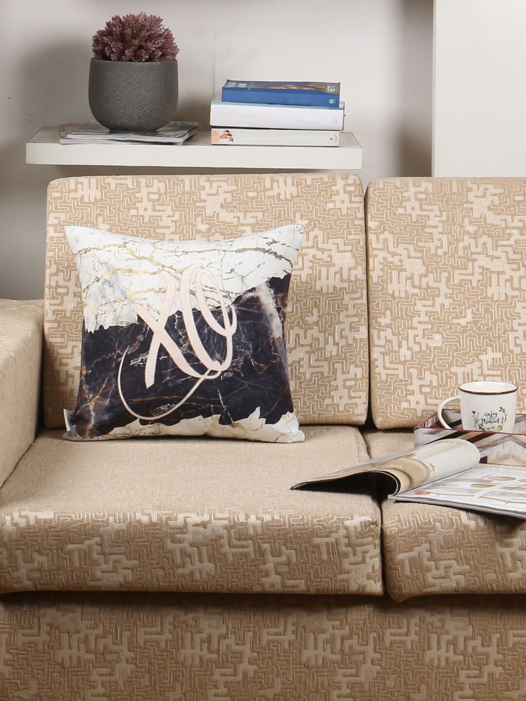 

Sivya White & Black Single Colourblocked Square Cushion Cover