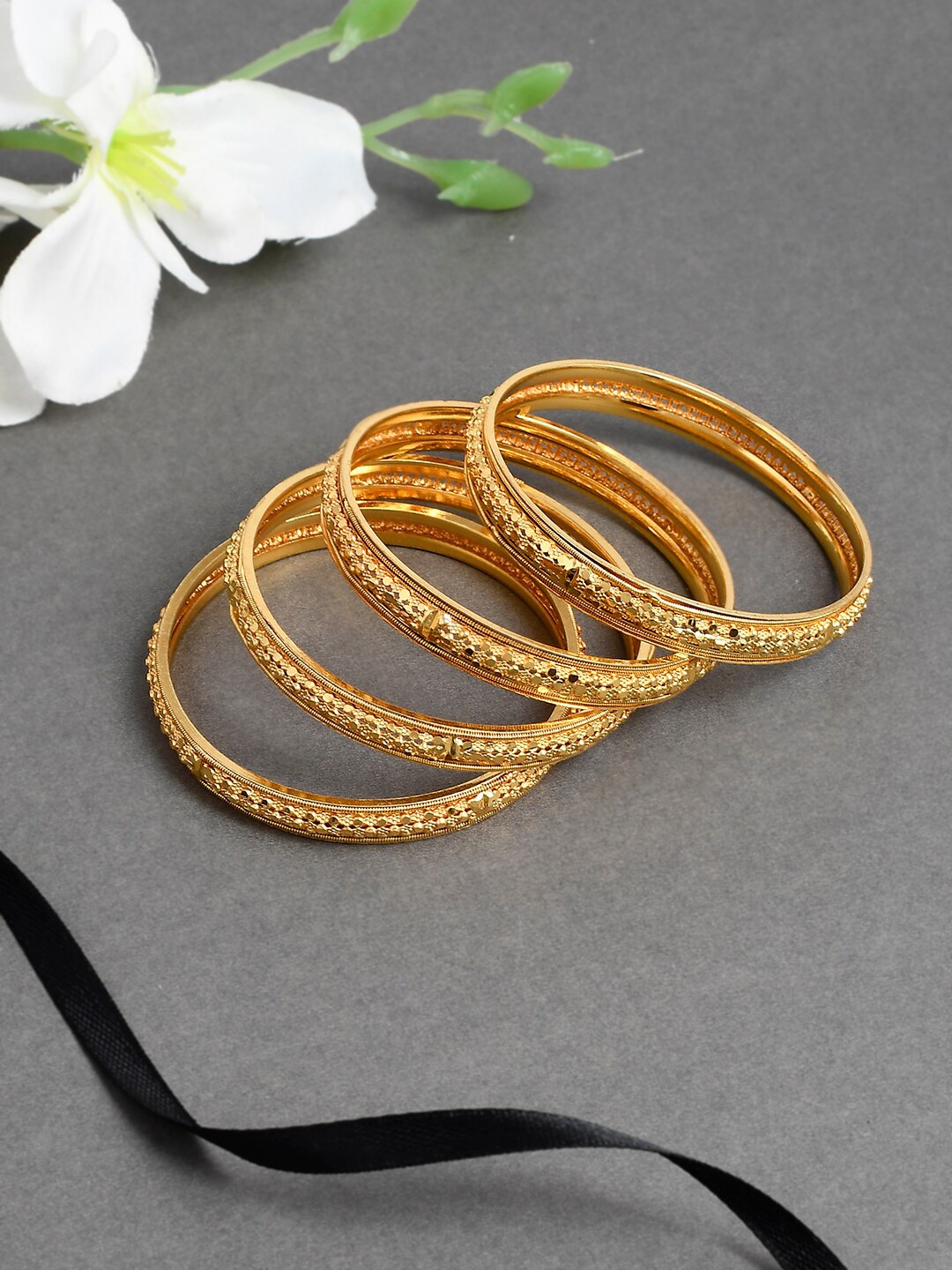 

Silvermerc Designs Set Of 4 Gold-Plated Handcrafted Bangles