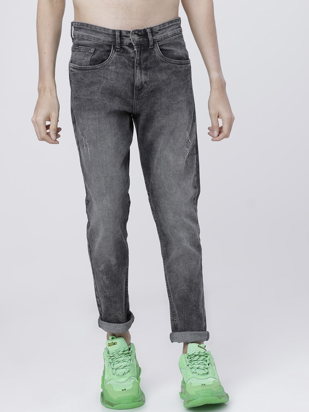 

HIGHLANDER Men Grey Tapered Fit Mid-Rise Low Distress Stretchable Jeans
