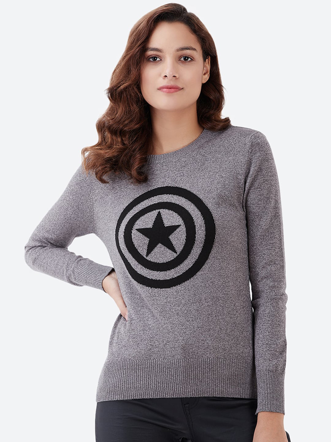 

Free Authority Women Grey Captain America Print Sweatshirt