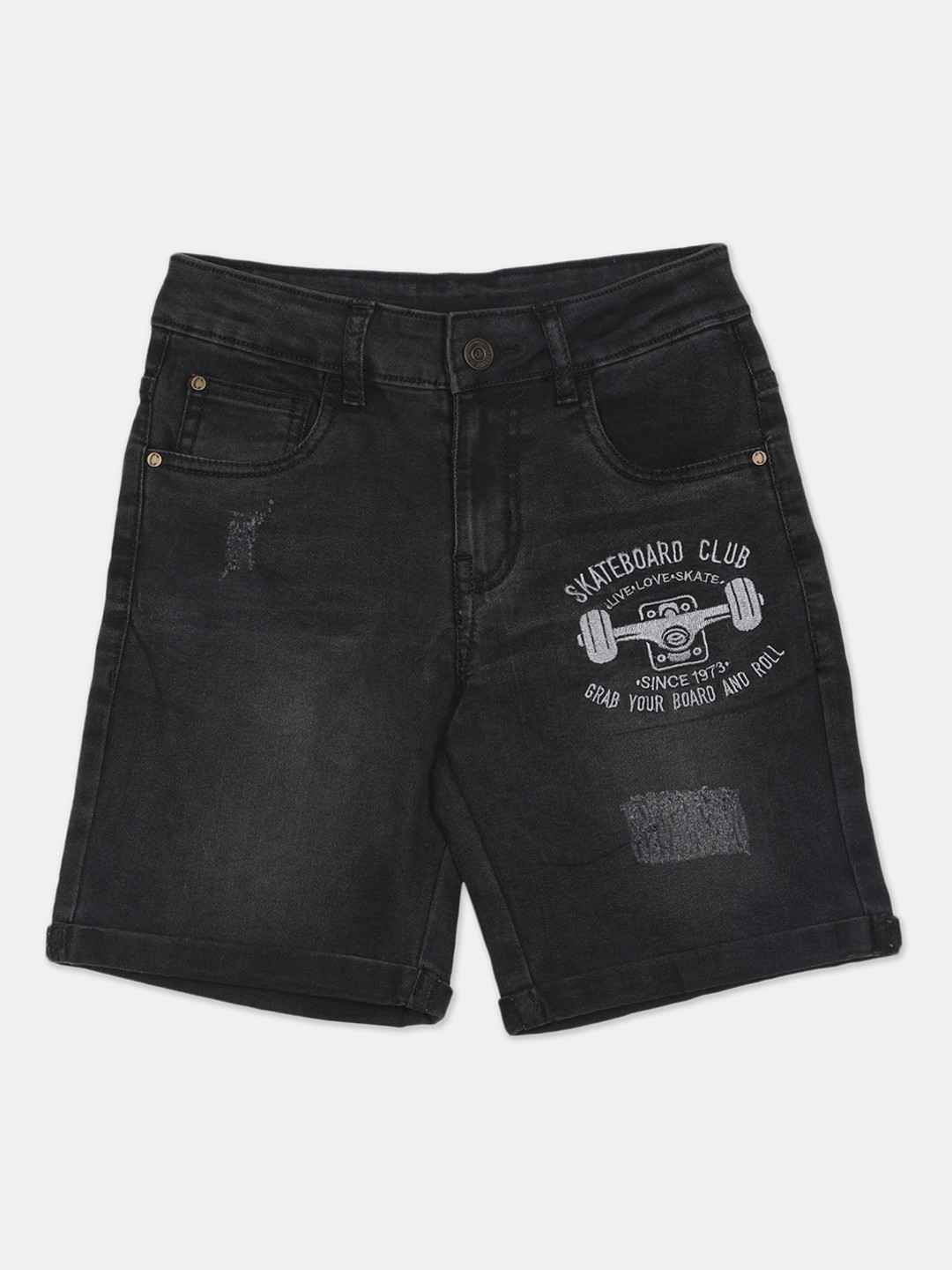 

Cherokee Boys Black Printed Regular Fit Denim Shorts