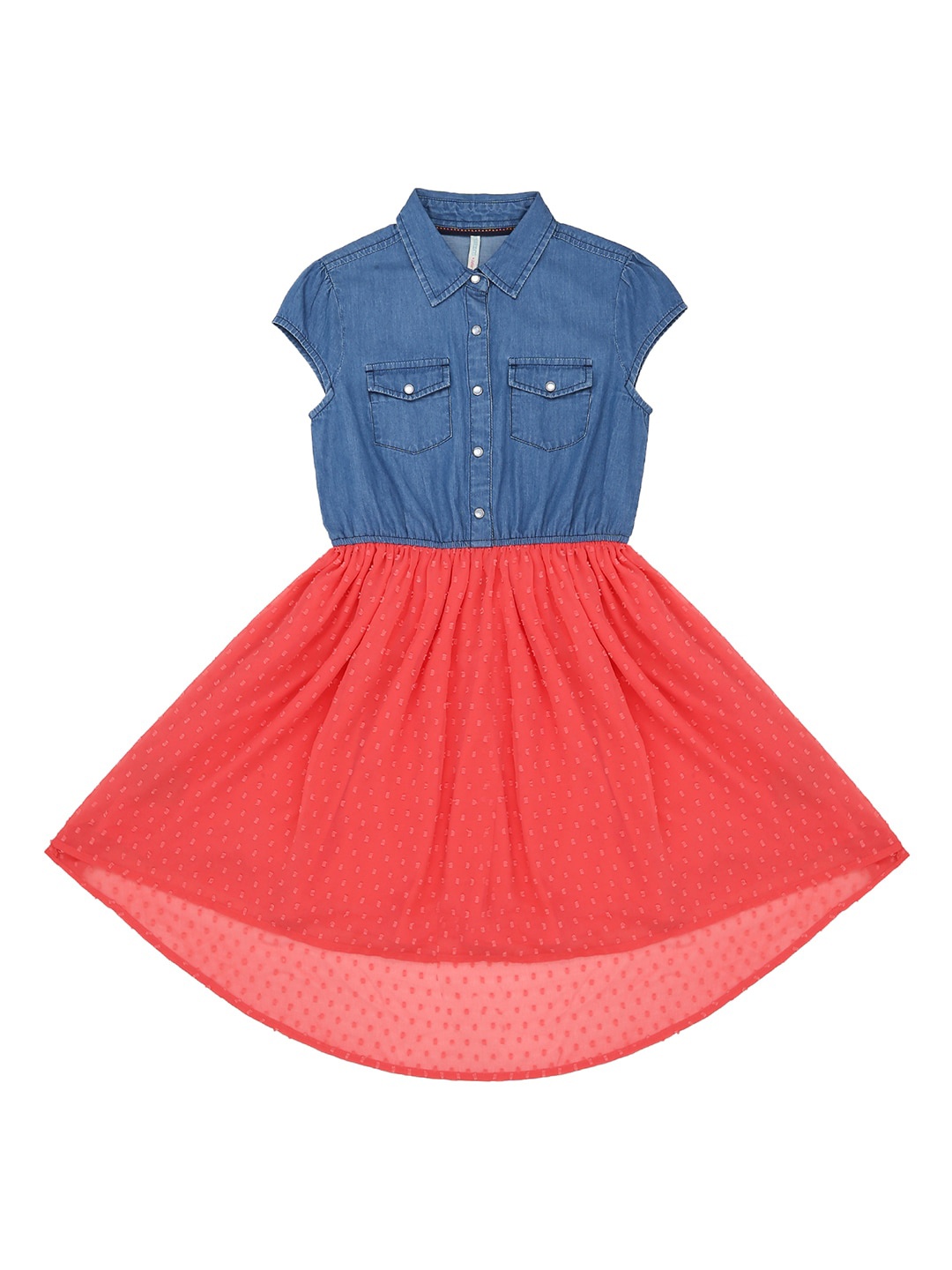 

Pantaloons Junior Girls Blue Colourblocked Fit and Flare Dress