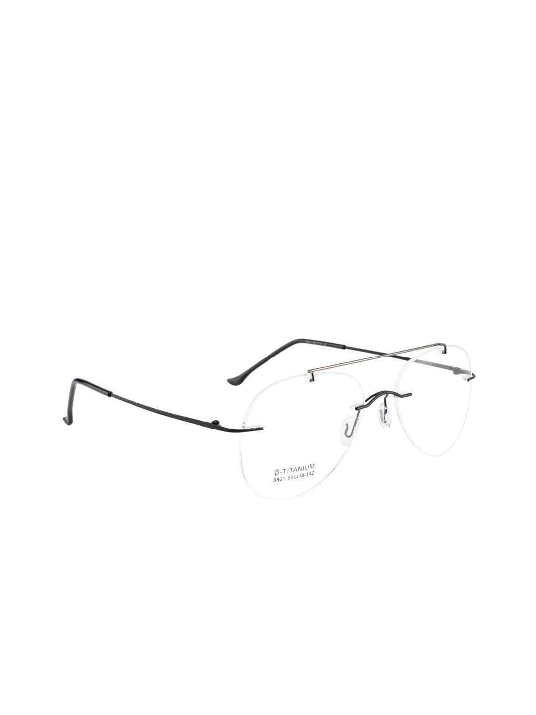 

Clark N Palmer Unisex Black Solid Rimless Aviator Frames CNP-8801-C1