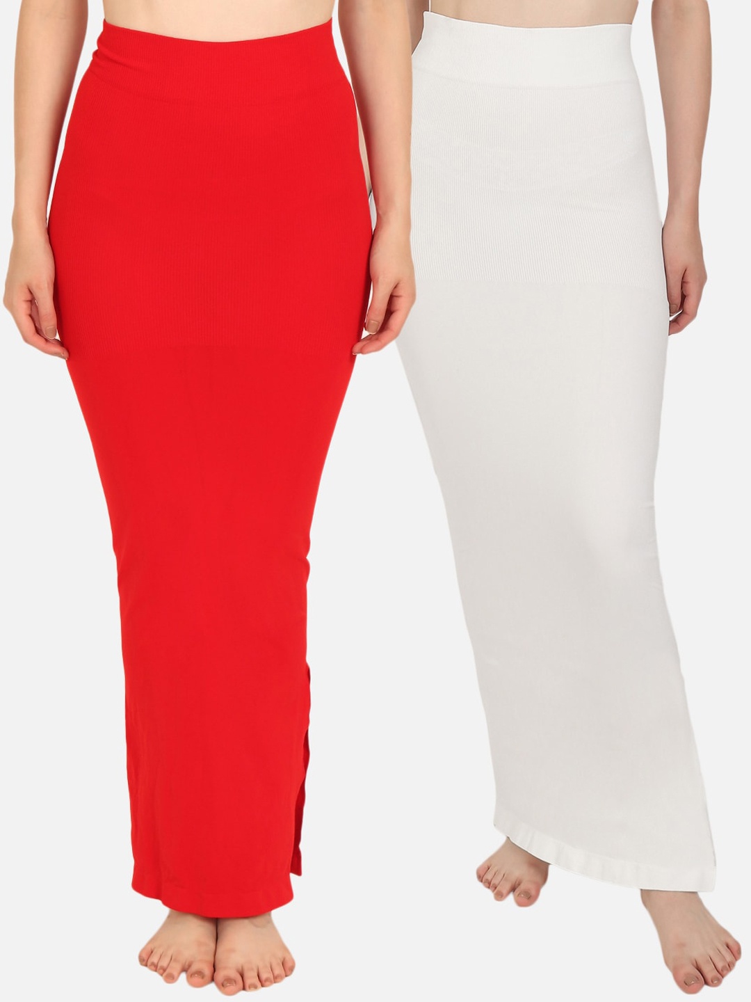 

Beau Design Women Pack Of 2 Solid Saree Shapewear, Red